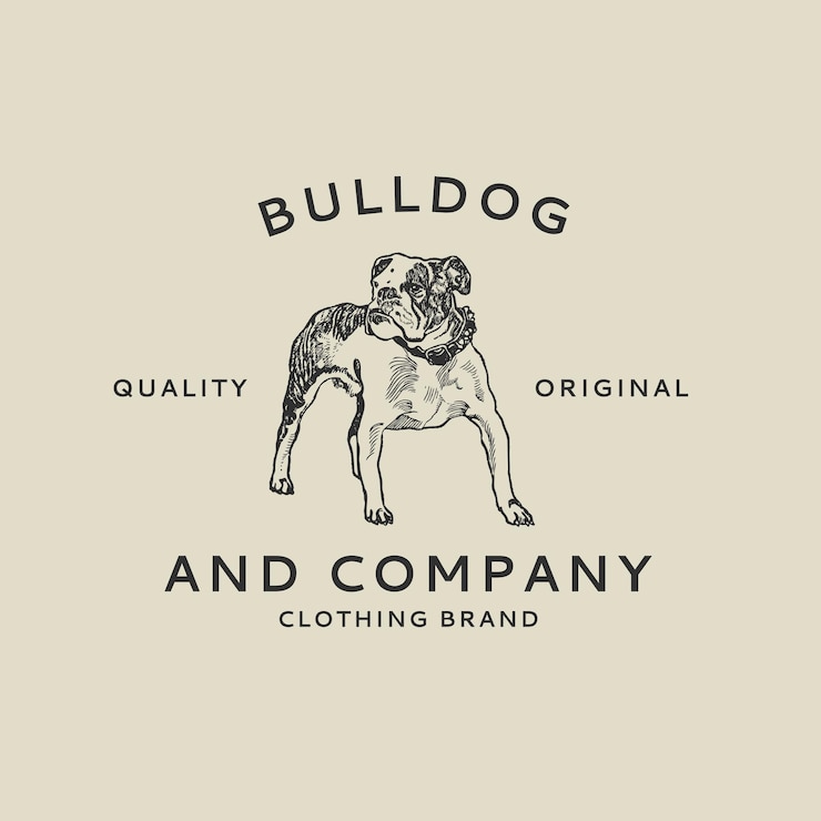 Vettore gratuito modello di logo aziendale boutique con bulldog vintage, remixato da opere d'arte di moriz jung