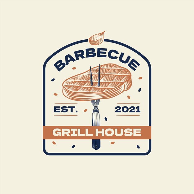 Modello di logo barbecue creativo con dettagli