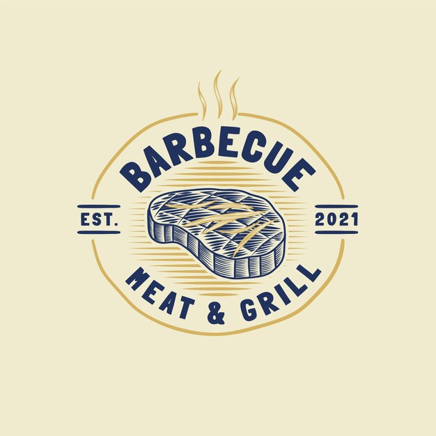 Modello di logo barbecue creativo con dettagli