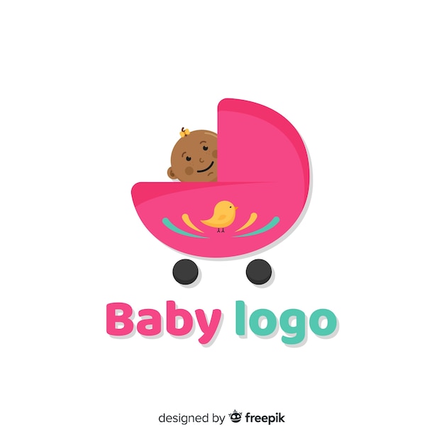 Modello di logo bel bambino con design piatto