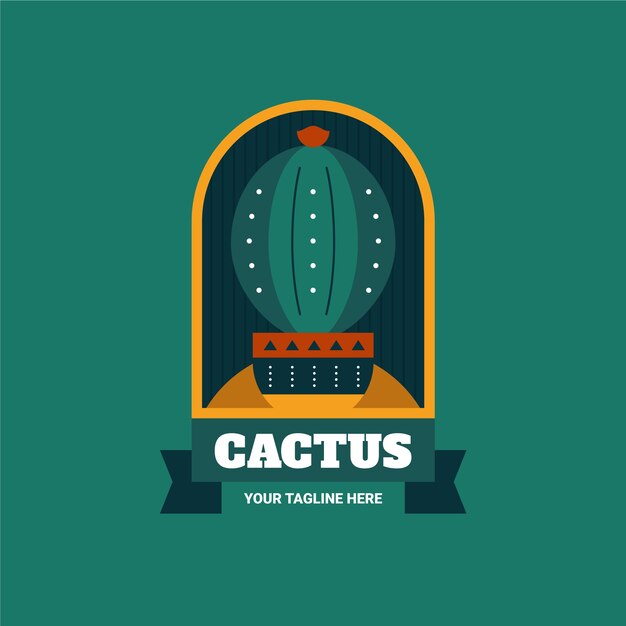 Modello di logo cactus design piatto