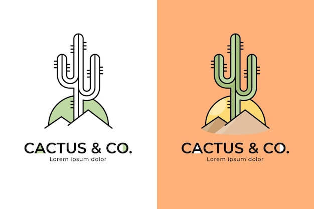 Modello di logo cactus disegnato a mano