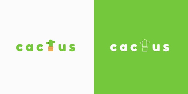 Modello di logo cactus disegnato a mano