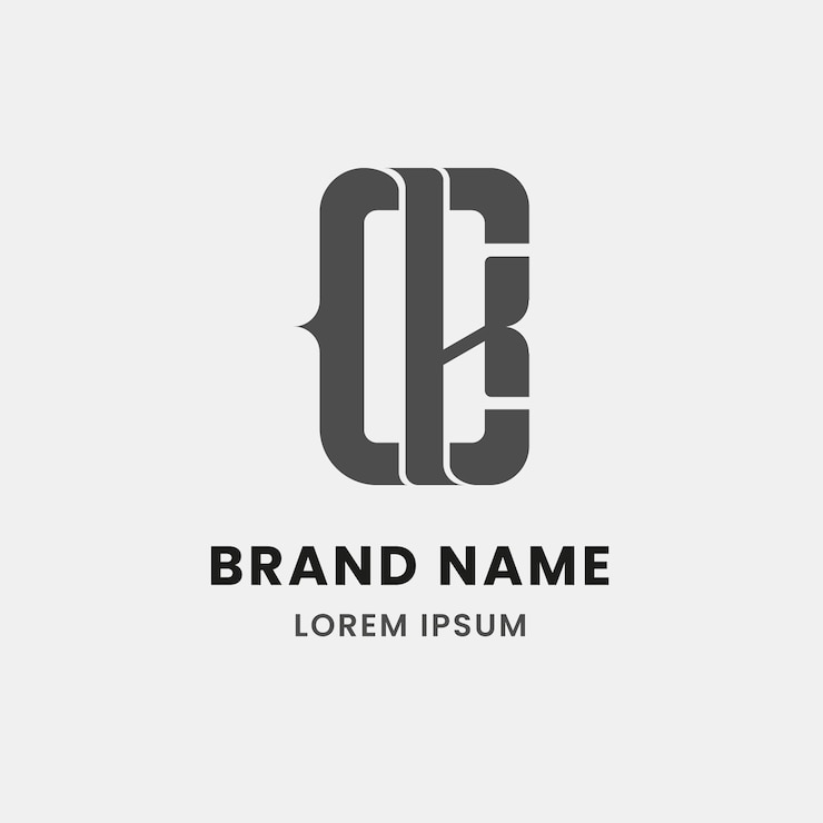 Vettore gratuito modello di logo ck o kc dal design piatto