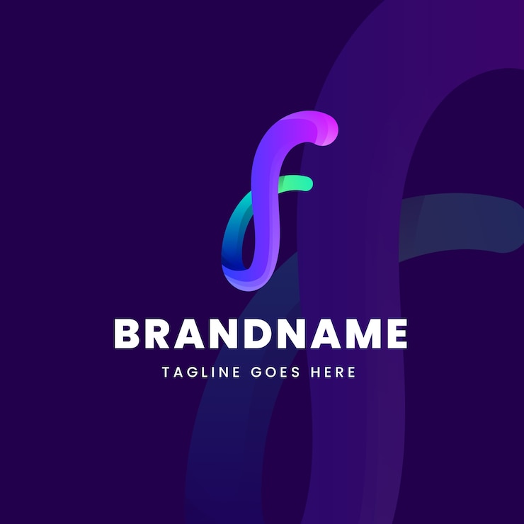 Vettore gratuito modello di logo con lettera f sfumata