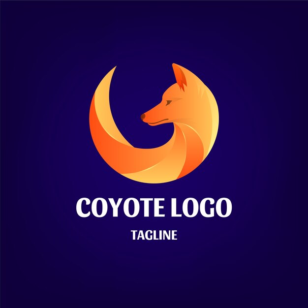 Modello di logo coyote colorato sfumato