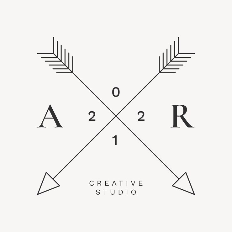 Vettore gratuito modello di logo creativo minimo, freccia a croce nera, grafica vettoriale di marchio aziendale professionale