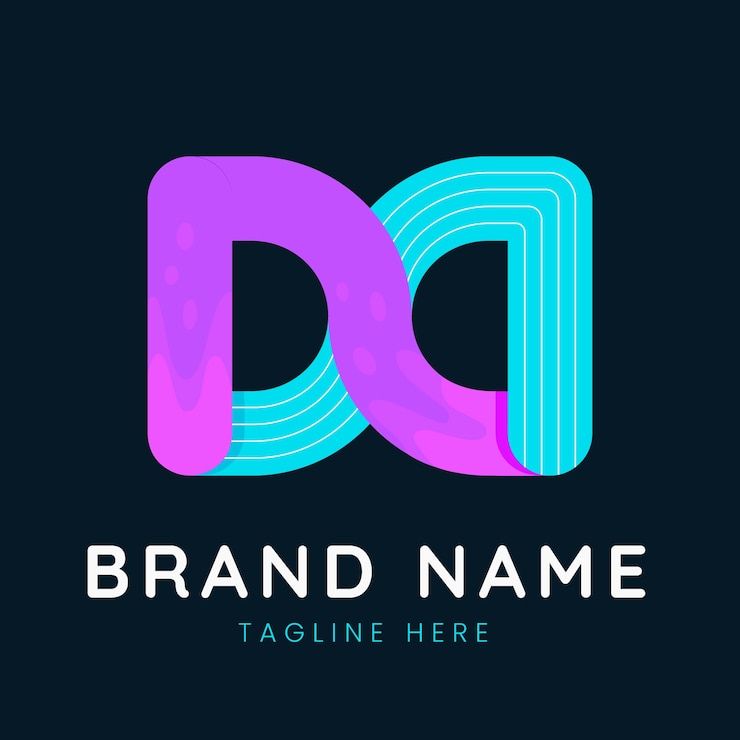 Vettore gratuito modello di logo dd design piatto