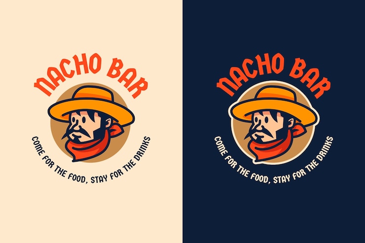 Vettore gratuito modello di logo del bar messicano disegnato a mano