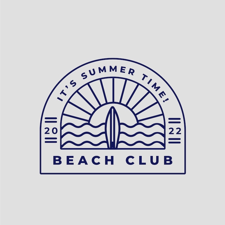 Vettore gratuito modello di logo del beach club design piatto