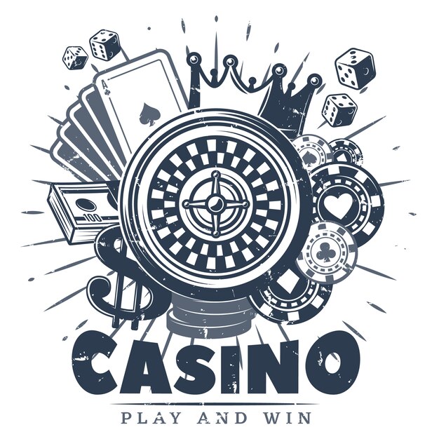 Modello di logo del casinò monocromatico vintage