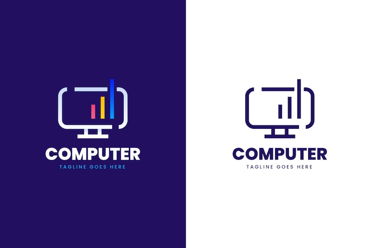 Vettore gratuito modello di logo del computer sfumato