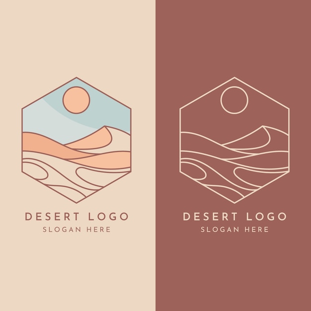 Modello di logo del deserto disegnato a mano