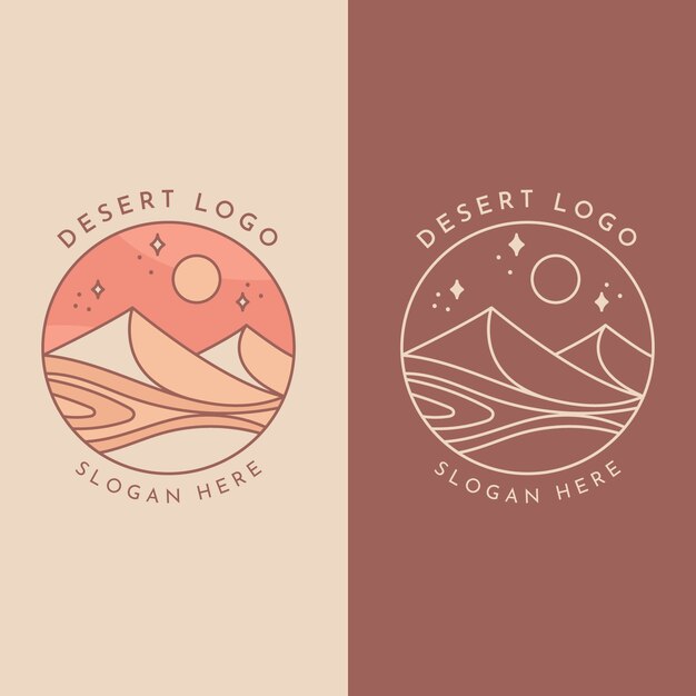 Modello di logo del deserto disegnato a mano
