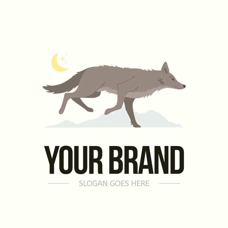 Vettore gratuito modello di logo del marchio coyote