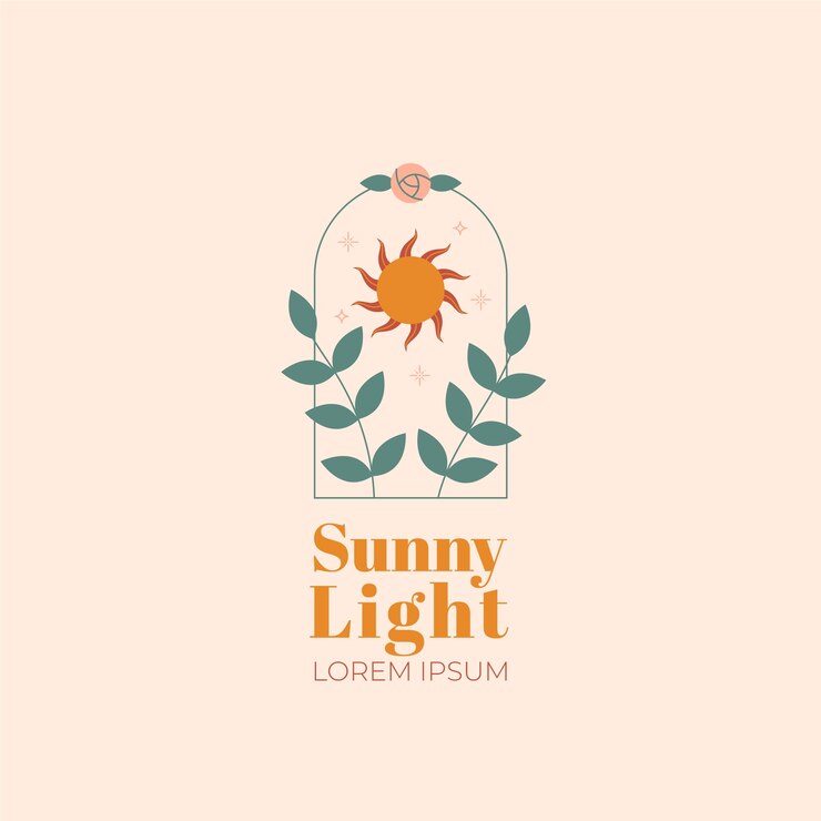 Vettore gratuito modello di logo del sole boho design piatto