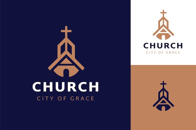 Modello di logo della chiesa dal design piatto