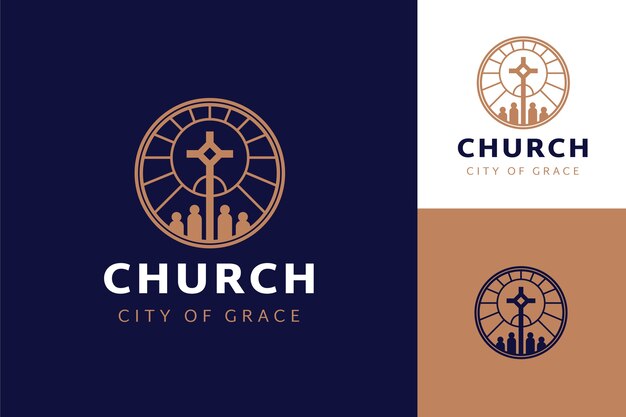 Modello di logo della chiesa dal design piatto