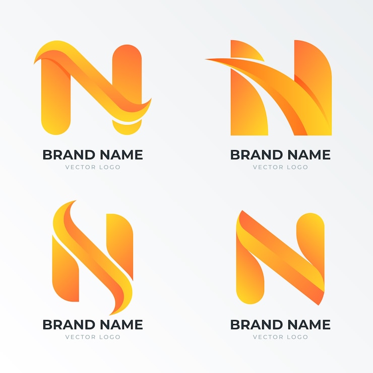 Vettore gratuito modello di logo della lettera n gradiente