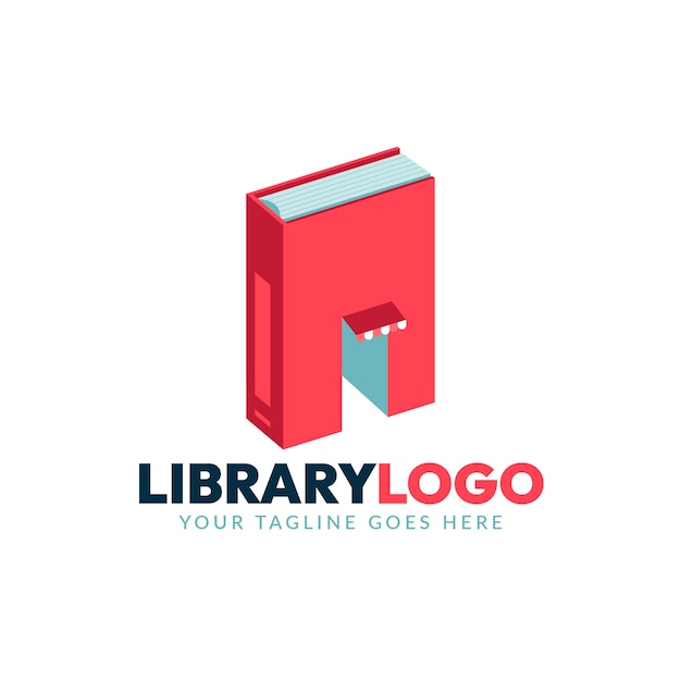 Modello di logo della libreria dal design piatto