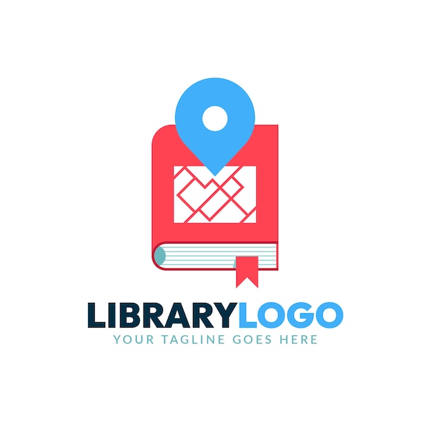 Modello di logo della libreria dal design piatto