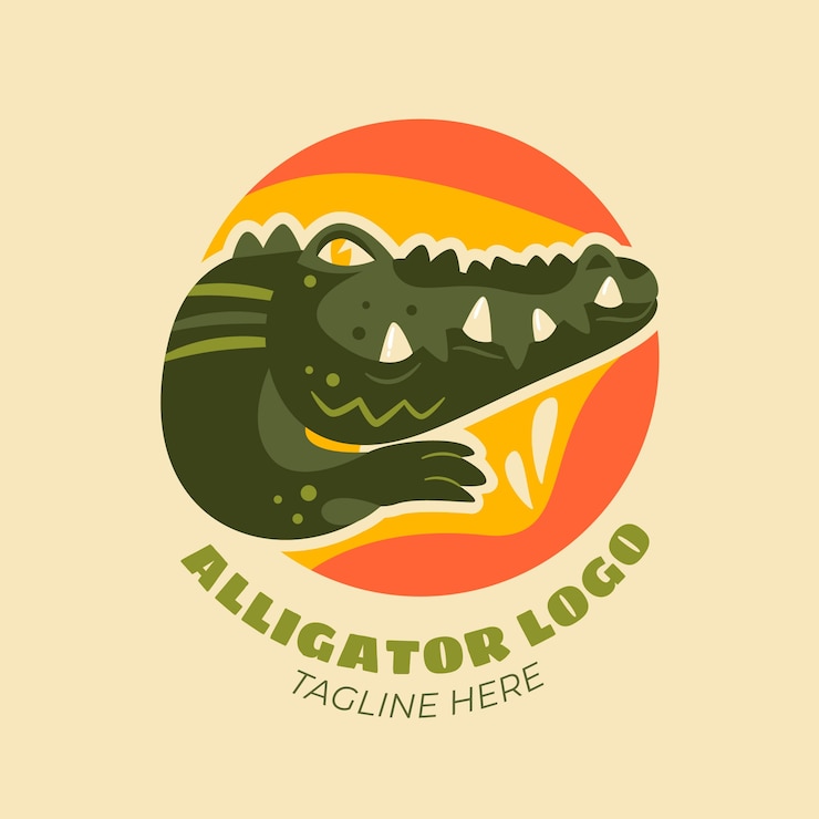 Vettore gratuito modello di logo di alligatore piatto