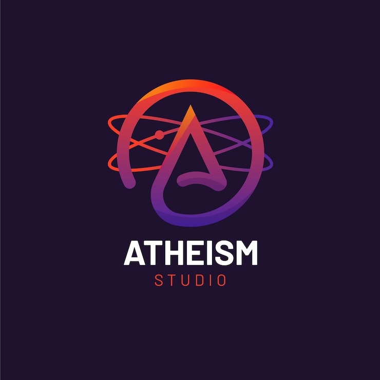 Vettore gratuito modello di logo di ateismo sfumato