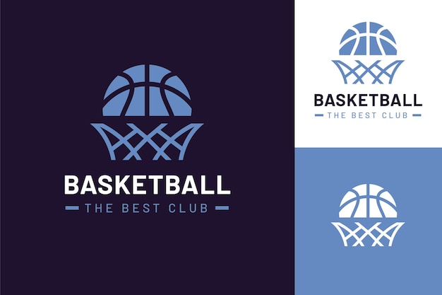 Modello di logo di basket design piatto