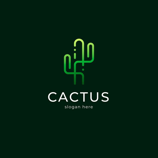 Modello di logo di cactus sfumato