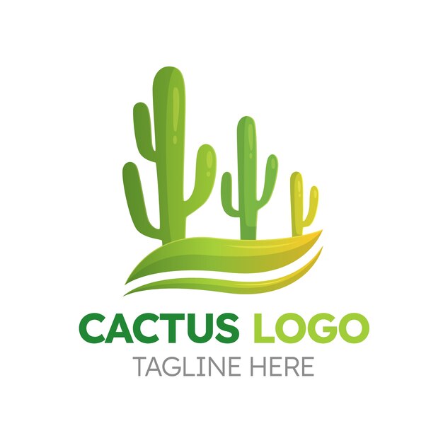 Modello di logo di cactus sfumato