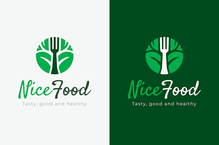 Vettore gratuito modello di logo di cibo sano disegnato a mano
