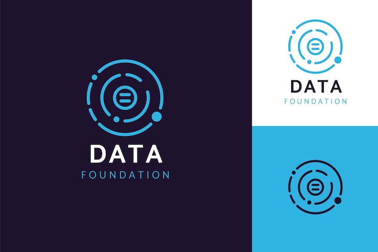 Vettore gratuito modello di logo di dati di design piatto