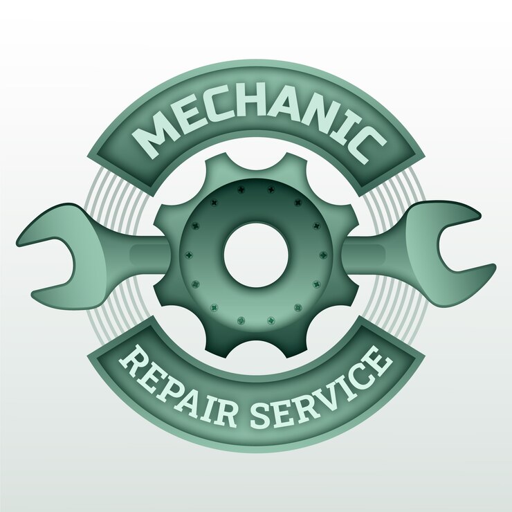 Vettore gratuito modello di logo di riparazione meccanica sfumata