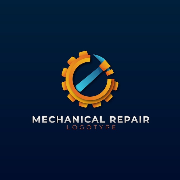 Modello di logo di riparazione meccanica sfumata