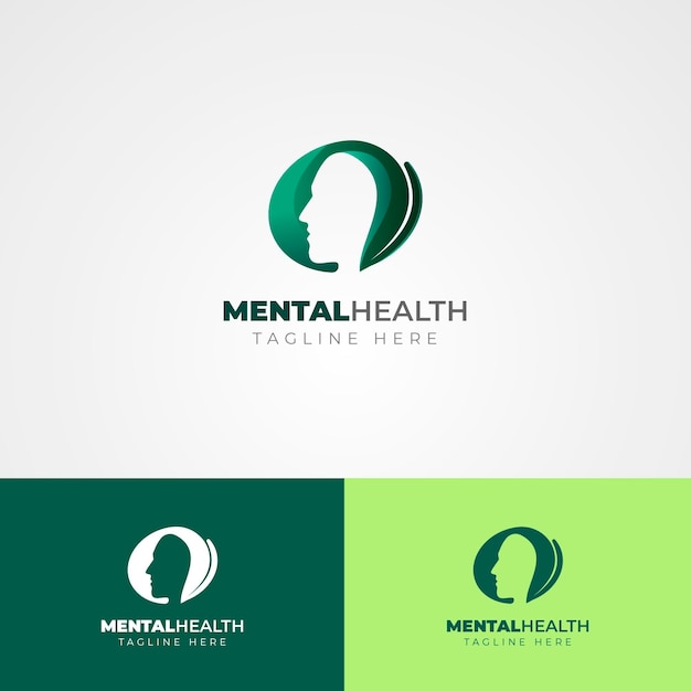 Modello di logo di salute mentale su diversi colori