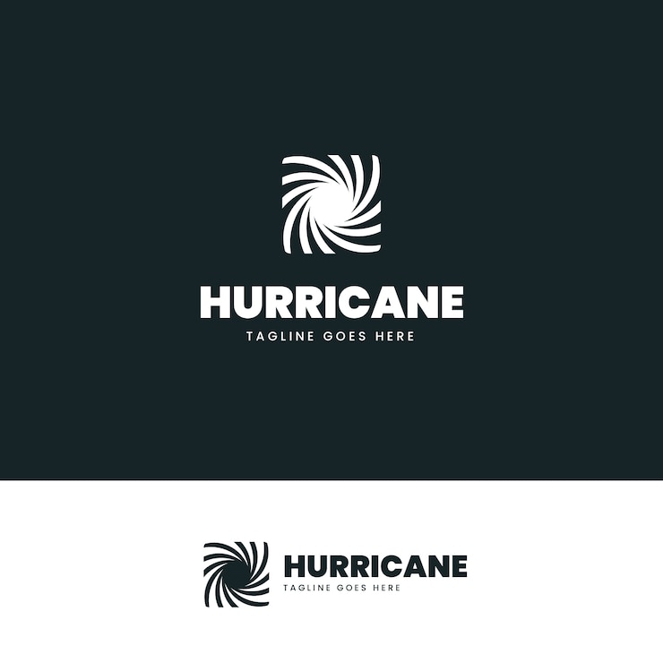 Vettore gratuito modello di logo di uragano di design piatto