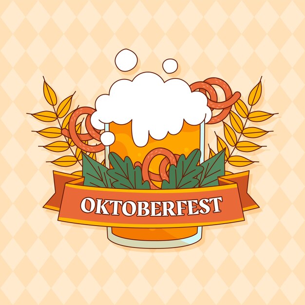 Modello di logo disegnato a mano per il festival dell'oktoberfest
