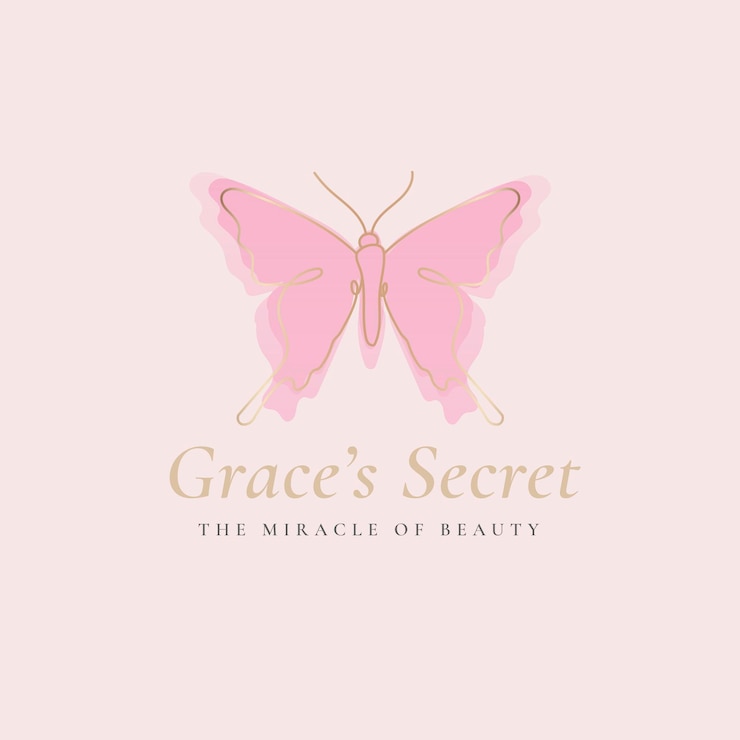 Vettore gratuito modello di logo farfalla segreta di grace, affari del salone, vettore di design creativo con slogan
