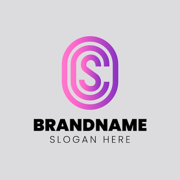 Modello di logo gradiente sc o cs