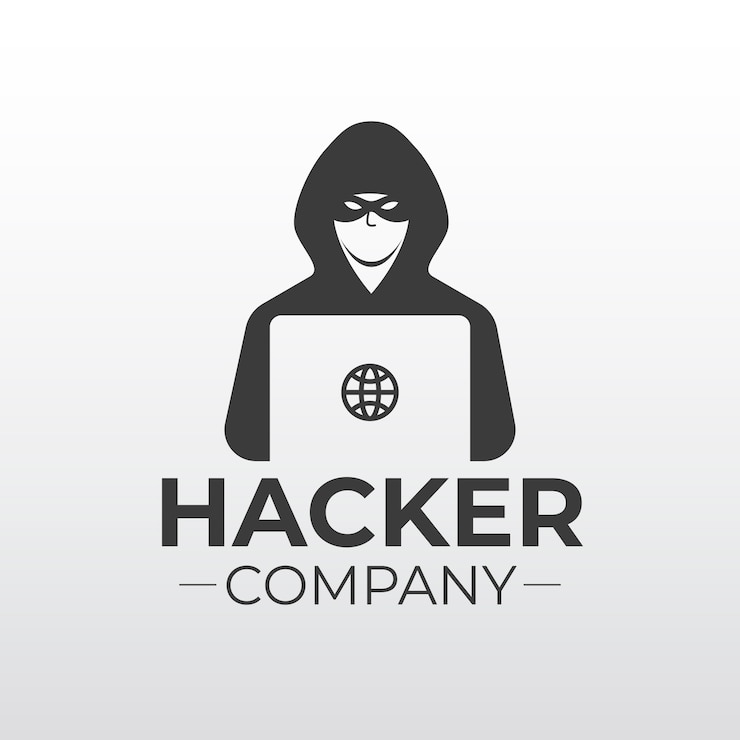 Vettore gratuito modello di logo hacker creativo