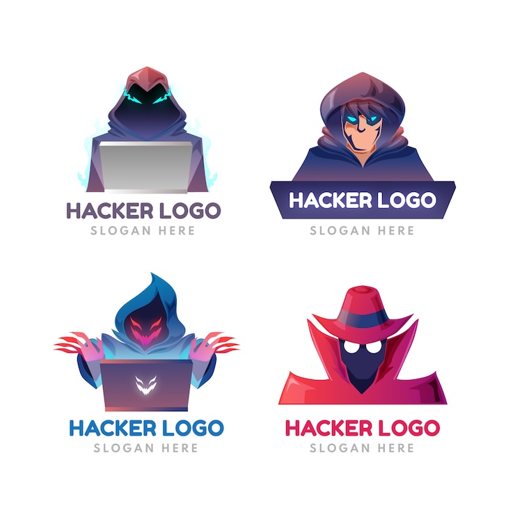 Vettore gratuito modello di logo hacker creativo