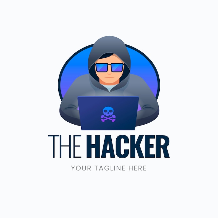 Vettore gratuito modello di logo hacker creativo