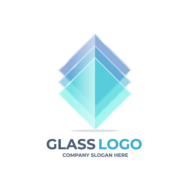 Modello di logo in vetro design piatto creativo