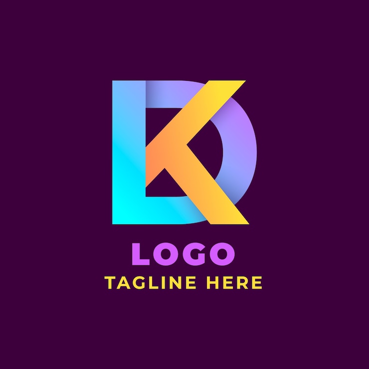 Vettore gratuito modello di logo kd monogramma sfumato