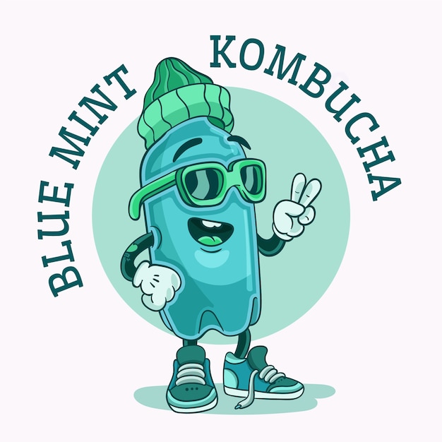 Modello di logo kombucha disegnato a mano