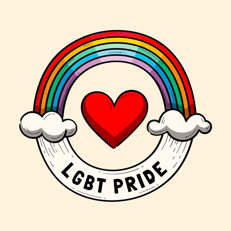 Vettore gratuito modello di logo lgbt del mese dell'orgoglio disegnato a mano
