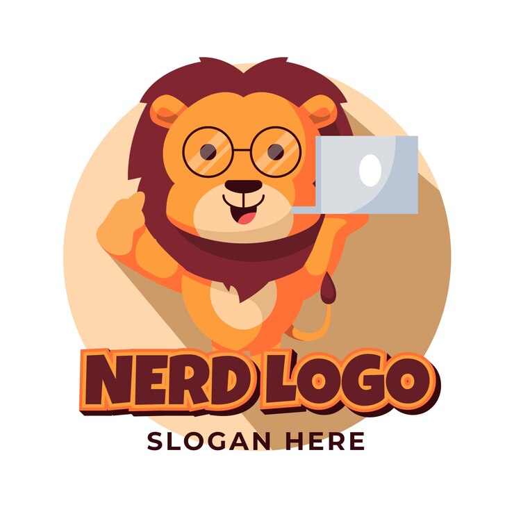 Vettore gratuito modello di logo nerd creativo design piatto