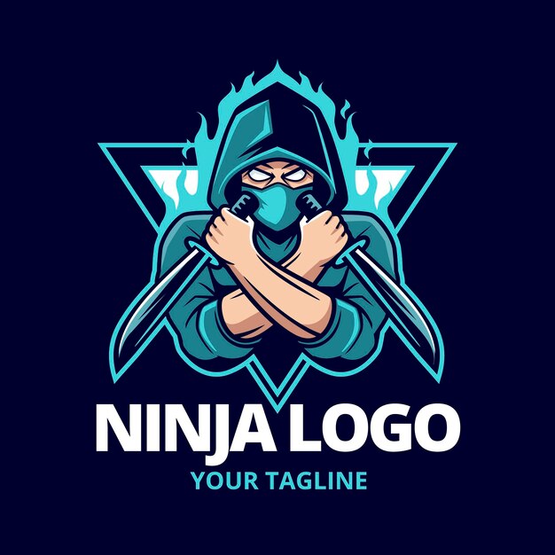 Modello di logo ninja dettagliato