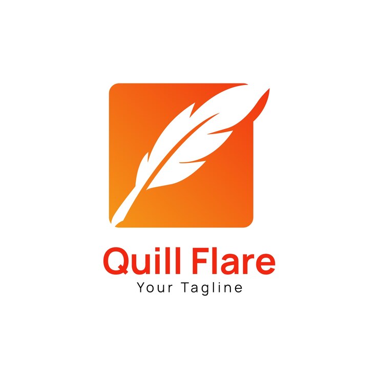 Vettore gratuito modello di logo penna d'oca sfumata