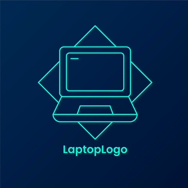 Modello di logo per laptop piatto lineare creativo
